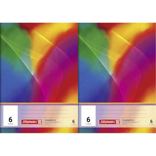 Brunnen 104590602 Schulheft A5 (16 Blatt, blanko, mit Linienblatt, Lineatur 6) (Packung mit 2) von BRUNNEN