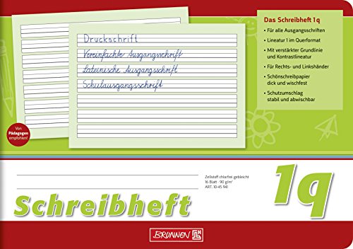 Brunnen 1045941 Schreibheft Klasse 1 (A5, 16 Blatt, quer, Lineatur 1q) von Brunnen