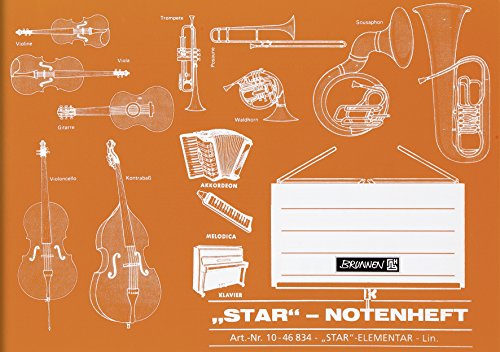 Brunnen 1046834 Notenheft (A5, 8 Blatt, Elementarlineatur), Einzelpack von Brunnen