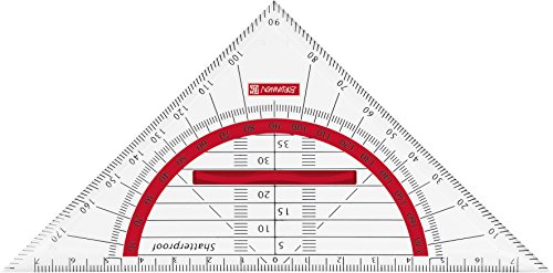 Brunnen 104975923 Geometrie-Dreieck Colour Code (für Schule und Büro, 16 cm , bruchsicher, ergonomischer Griff) rot / red von Brunnen