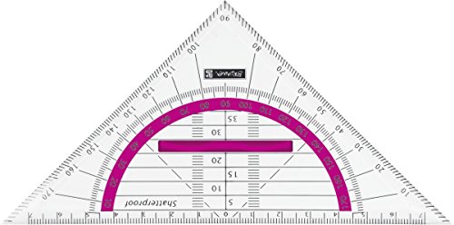 Brunnen 104975926 Geometrie-Dreieck Colour Code (für Schule und Büro, 16 cm, bruchsicher, ergonomischer Griff) pink von Brunnen