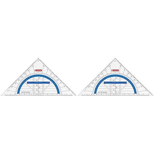 Brunnen 104975933 Geometrie-Dreieck Colour Code (für Schule und Büro, 16 cm, bruchsicher, ergonomischer Griff) blau/azur (Packung mit 2) von Brunnen