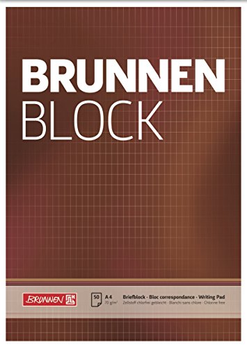 Brunnen 1052729 Briefblock / Schreibblock / Der Brunnen Block (A4, rautiert, 50 Blatt, 70 g/m²), weiß von Brunnen