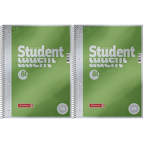 Brunnen 1067140 Notizblock/Collegeblock Student Premium (Veredeltes DeckBlatt mit Metallic-Effekt, A4, unliniert/blanko, 90 g/m², 80 Blatt) (Packung mit 2) von Brunnen