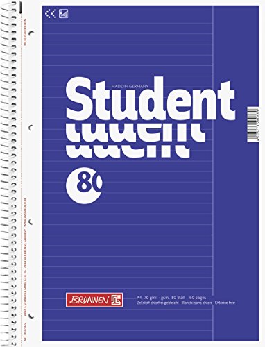 Brunnen 1067925 Notizblock / Collegeblock Student (A4, liniert, Lineatur 25, 70 g/m², 80 Blatt) von Brunnen