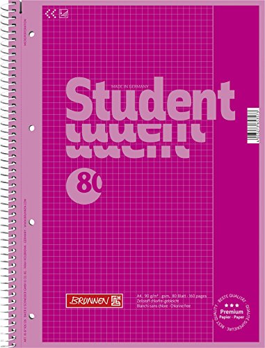Brunnen 1067926126 Notizblock / Collegeblock Student Colour Code (A4 kariert, Lineatur 26, 90 g/m², 80 Blatt pink von BRUNNEN