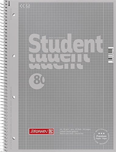 Brunnen 1067928192 Notizblock / Collegeblock Student Colour Code (A4 kariert, Lineatur 28, 90 g/m², 80 Blatt) silber von Brunnen