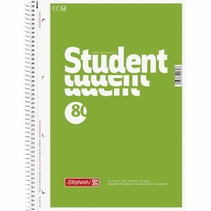 Brunnen 5 x Kollegblock Student A4 70g/qm blanko 80 Blatt grün von BRUNNEN