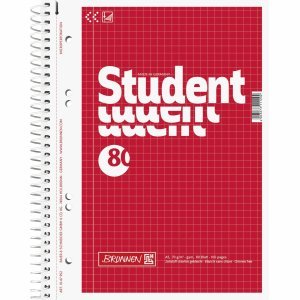 Brunnen 5 x Kollegblock Student A5 70g/qm kariert 80 Blatt rot von BRUNNEN