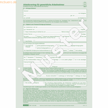 Brunnen Arbeitsvertrag gewerblich A4 2x2 Blatt selbstdurchschreibend von Brunnen