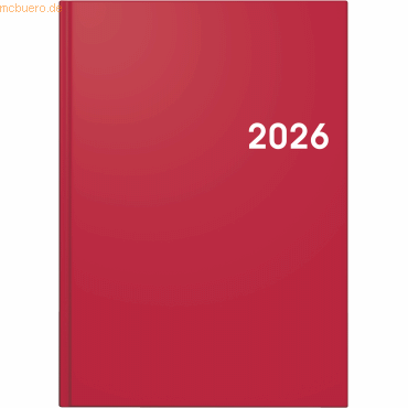 Brunnen Buchkalender 795 A5 1 Tag/Seite Balacron-Einband rot 2026 von Brunnen