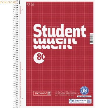 5 x Brunnen Kollegblock Student A4 kariert 70g/qm 80 Blatt Recycling g 5 x Brunnen Kollegblock Student A4 kariert 70g/qm 80 Blatt Recycling g von Brunnen