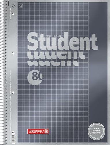 BRUNNEN Collegeblock Premium Student | A4, Lineatur 26, 80 Blatt, anthrazit von BRUNNEN