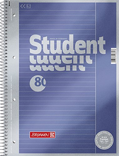 Brunnen Notizblock / Collegeblock Student Premium, 4-fach-gelocht (Veredeltes DeckBlatt mit Metallic-Effekt, A4, liniert Lineatur 25, 90 g/m², 80 Blatt) von Brunnen