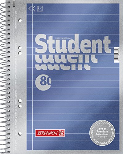 Brunnen Notizblock / Collegeblock Student Premium, 4-fach-gelocht (Veredeltes DeckBlatt mit Metallic-Effekt, A5, liniert, 90 g/m², 80 Blatt) von Brunnen