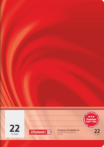 BRUNNEN Schulheft Premium Vivendi | A4, Lineatur 22, 16 Blatt, rot von BRUNNEN