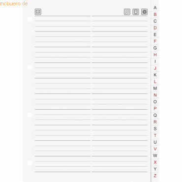 Brunnen Telefonringbuch-Ersatzeinlage A5 26-teilig weiß von Brunnen