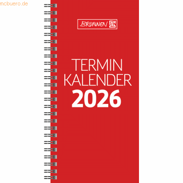 Brunnen Vormerkbuch 780 10x20,7cm 1 Woche/2 Seiten Karton-Umschlag rot von Brunnen