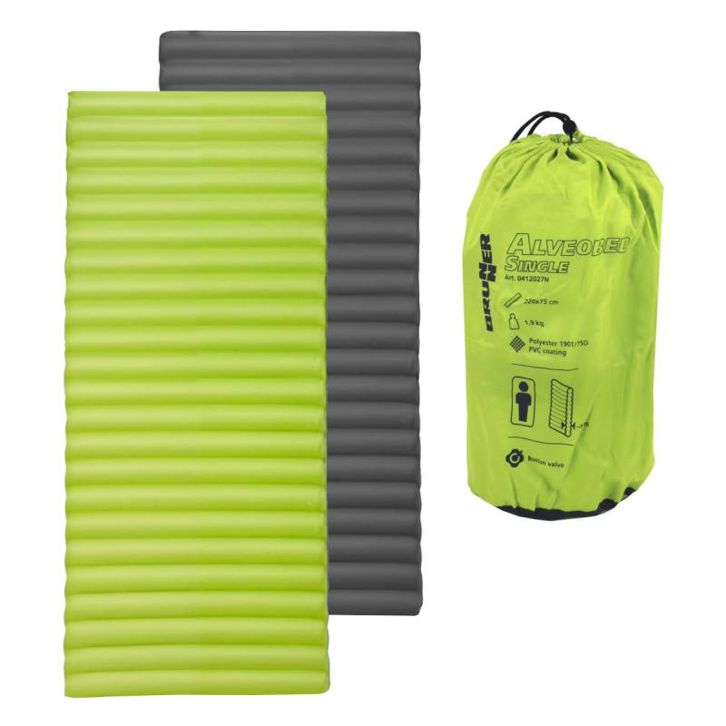 Brunner Alveobed Single aufblasbare Luftmatratze Lime Grau 75 x 220 cm von Brunner