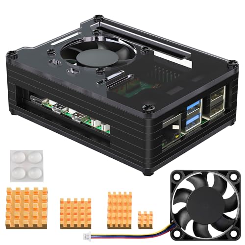 Bruphny Gehäuse für Raspberry Pi 5 Case: Mit 4Pin 40mm PWM Lüfter Acrylic Case 4pcs Kupfer Kühikörpers Kompatibel Mit Rasberry Pi 5 8gb 4gb (Unterstützt Offiziellen für Raspberry Pi 5 Aktivkühler) Bruphny Gehäuse für Raspberry Pi 5 Case: Mit 4Pin 40mm PWM Lüfter Acrylic Case 4pcs Kupfer Kühikörpers Kompatibel Mit Rasberry Pi 5 8gb 4gb (Unterstützt Offiziellen für Raspberry Pi 5 Aktivkühler) von Bruphny