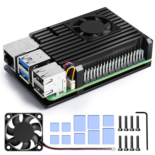 Gehäuse für Raspberry Pi 5 Bruphny Aluminium mit 4 Pin Lüfter Kompatibel mit Raspberry Pi 5 4gb 8gb Armor Case with Passive Cooling Kühler Heat Sink für Raspberry Pi 5 Zubehör von Bruphny