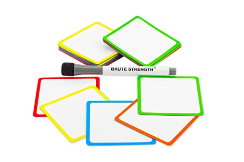 50 Beschreibbare Magnete 7,5 x 7,5 cm - mit farbigem Rahmen - mit Whiteboard marker für Scrum, Agile, Kanban oder Lean - Mix - 5 Farben von Brute Strength