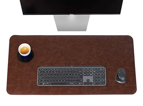 Brute Strength - Luxus-Schreibtischunterlage aus Kunstleder - Desk Organiser - 80x40 cm - Cognac - Arbeit zu Hause - Schreibtischunterlage - Bürozubehör - Computermatte von Brute Strength
