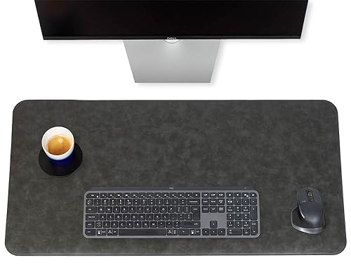 Brute Strength - Luxus-Schreibtischunterlage aus Kunstleder - Desk Organiser - 80x40 cm - Grau - Arbeit zu Hause - Schreibtischunterlage - Bürozubehör - Computermatte von Brute Strength
