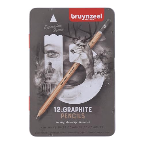 Bruynzeel Expression 12er-Set Graphitbleistifte im Metalletui | 2H - 9B Bleistifte zum Skizzieren und Zeichnen von Bruynzeel