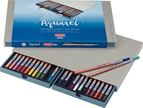 Bruynzeel Design Professionelle Aquarellstifte 24er-Set + Pinsel | Wasserlösliche Künstlerstifte zum Zeichnen, Kolorieren & Malen von Bruynzeel