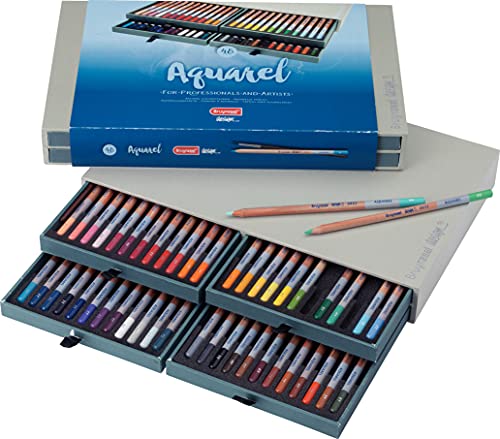 Bruynzeel Design Professionelle Aquarellstifte 48er-Set + Pinsel | Wasserlösliche Künstlerstifte zum Zeichnen, Kolorieren & Malen von Bruynzeel