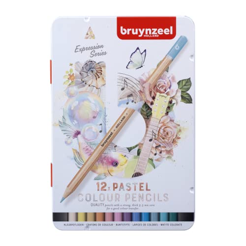 Bruynzeel Expression Buntstifte, 12-teiliges Set in Dose, Pastellfarben von Bruynzeel