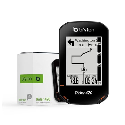 Bryton Rider 420 Kabelloser GPS-Fahrradcomputer zur Aufzeichnung von Strecken und Daten, mit Straßennamennavigation und Unterstützung mehrerer Sprachen von Bryton