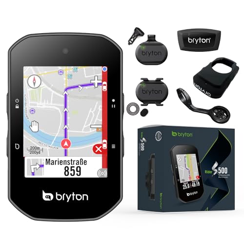 Bryton Rider S500 Sensor Bundle 2.4" Farb-Touchscreen GPS Fahrradcomputer mit Offline-EU-Karte und Navigation von Bryton