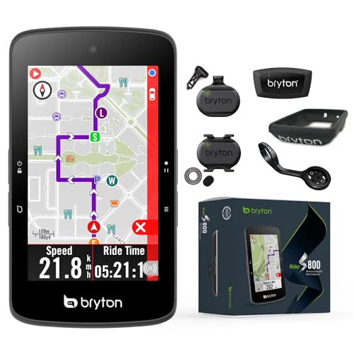 Bryton Rider S800 Sensor Bundle 3.4" Farb-Touchscreen GPS Fahrradcomputer mit Offline-EU-Karte und Navigation von Bryton