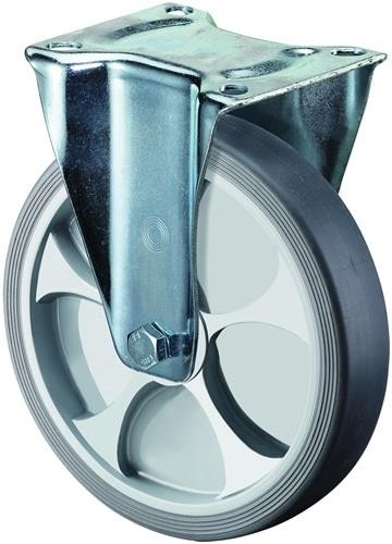 Bs Rollen Bockrolle D.125mm Trgf.120kg thermopl.Ku.Platte L104xB80mm von Bs Rollen