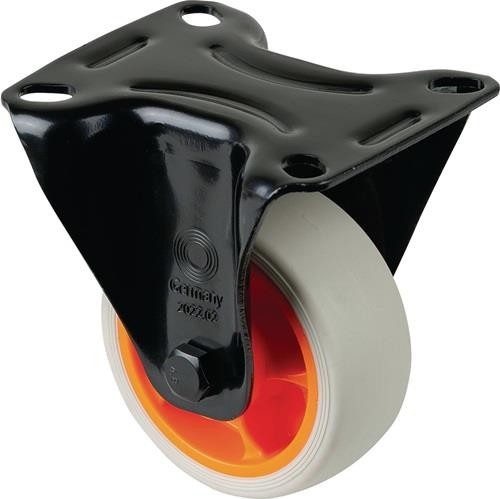 Bs Rollen Bockrolle D.80mm Trgf.100kg Gum.Platte L104xB80mm Farbe Rl.hellgrau von Bs Rollen
