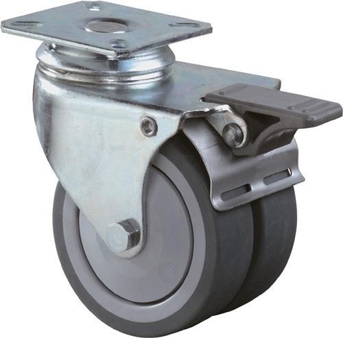 Bs Rollen Doppel-Lenkrolle m.Festst.50mm 60kg m.Festst.Gum.grau 60x60mm von Bs Rollen