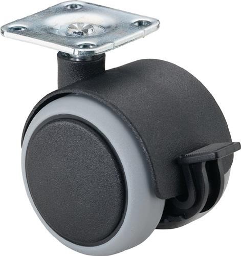Bs Rollen Kunststoffdoppelrolle m.Festst.D.40mm Trgf.30kg m.Platte Ku. Bs Rollen Kunststoffdoppelrolle m.Festst.D.40mm Trgf.30kg m.Platte Ku. von Bs Rollen