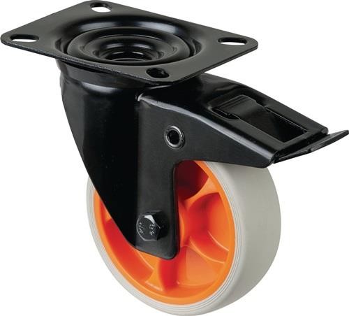 Bs Rollen Lenkrolle D.100mm Trgf.100kg m.Festst.Gum.104x80mm hellgrau von Bs Rollen