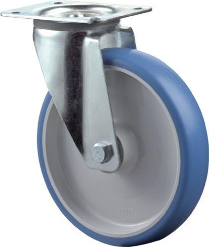 Bs Rollen Lenkrolle D.100mm Trgf.125kg PU Platte L104xB80mm Farbe Rl.blau von Bs Rollen