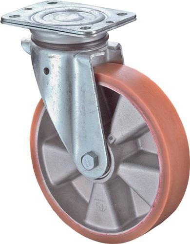 Bs Rollen Lenkrolle D.100mm Trgf.200kg m.Platte Guß-PUR LB500.B90.100 von Bs Rollen