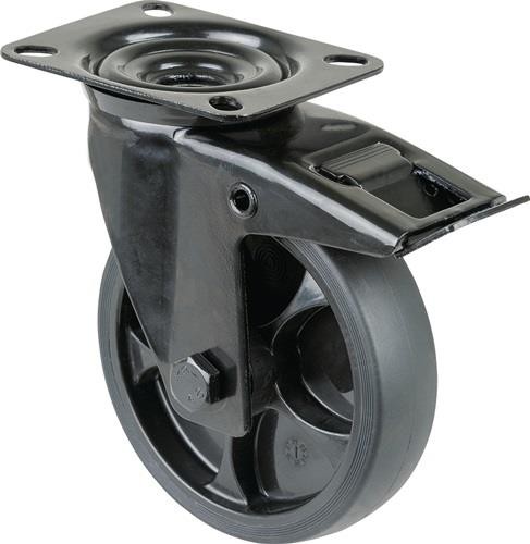 Bs Rollen Lenkrolle D.125mm Trgf.120kg m.Festst.Gum.104x80mm schwarz von Bs Rollen