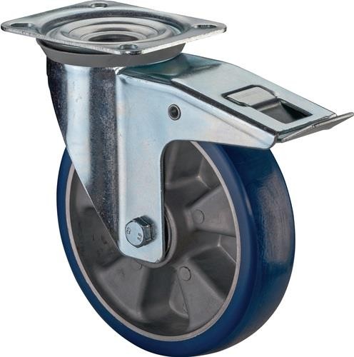 Bs Rollen Lenkrolle D.200mm Trgf.300kg m.Festst.PU 138x109mm blau L420.B92.200 von Bs Rollen