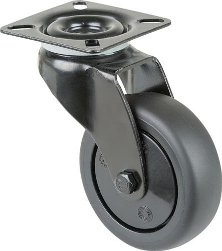 Bs Rollen Lenkrolle D.75mm Trgf.60kg m.Platte Kugell.Gum.schwarz A800.A85.075.06 von Bs Rollen