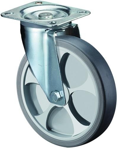 Bs Rollen Lenkrolle D.80mm Trgf.100kg thermopl.Ku.Platte L104xB80mm L400.B44.081 von Bs Rollen