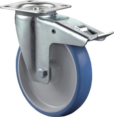 Bs Rollen Lenkrolle D.80mm Trgf.125kg m.Festst.PU 104x80mm blau L420.B36.080 von Bs Rollen