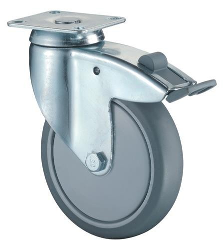 Bs Rollen Lenkrolle m.Festst.D.80mm Trgf.80kg m.Platte Kugell.Gum.grau von Bs Rollen