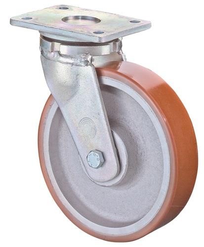 Bs Rollen Schwerlast-Lenkrolle D.200mm Trgf.1000kg Guß-PU Platte L138xB110mm von Bs Rollen