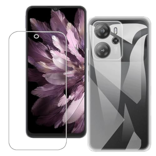 Bsdurable 2 in 1 Handyhülle für Blackview Oscal Tiger 13 5G Hülle mit Panzerglas Schutzfolie Displayschutz Transparent Schutzhülle Dünn Soft Silikon TPU Protection Mobile Phone Case Cover Clear von Bsdurable